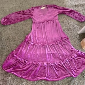 Fuchsia velvet maxi dress, new with tags!